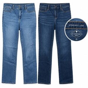 2 pairs St. John's Bay Women's Jeans Size 10 Straight Leg Light Dark Wash